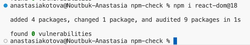 npm не выдает никаких ошибок или предупреждений