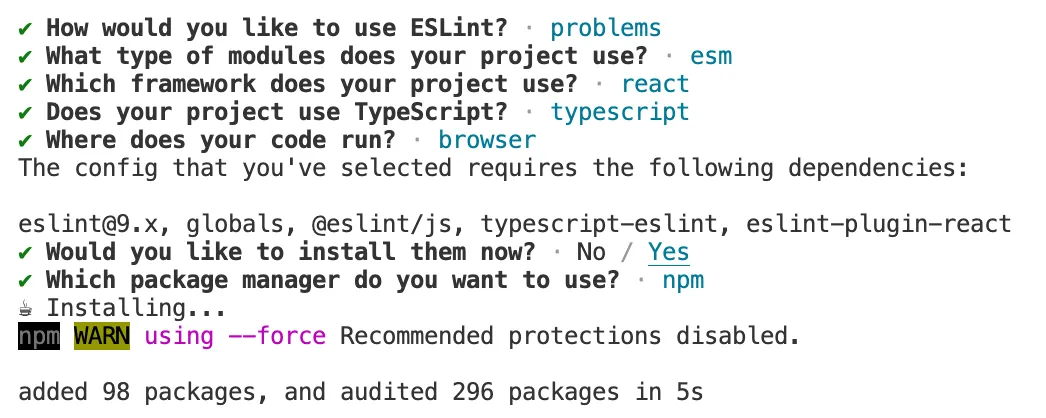 Первоначальная установка и настройка ESLint