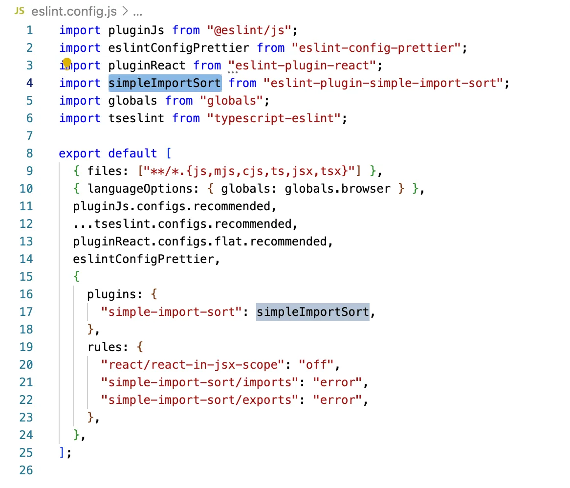 Файл eslint.config.js с новыми правилами
